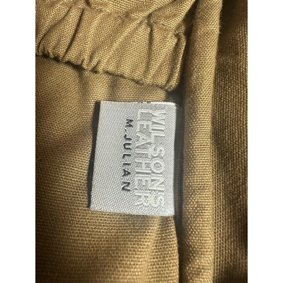 Wilsons Leather M. Julian Suede Backpack Tan Distressed Brass Buckle rare unique - Picture 11 of 16